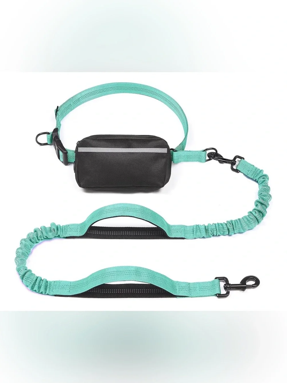 Hands Free Dog Leash with Zipper Pouch, Dual Padded Handles